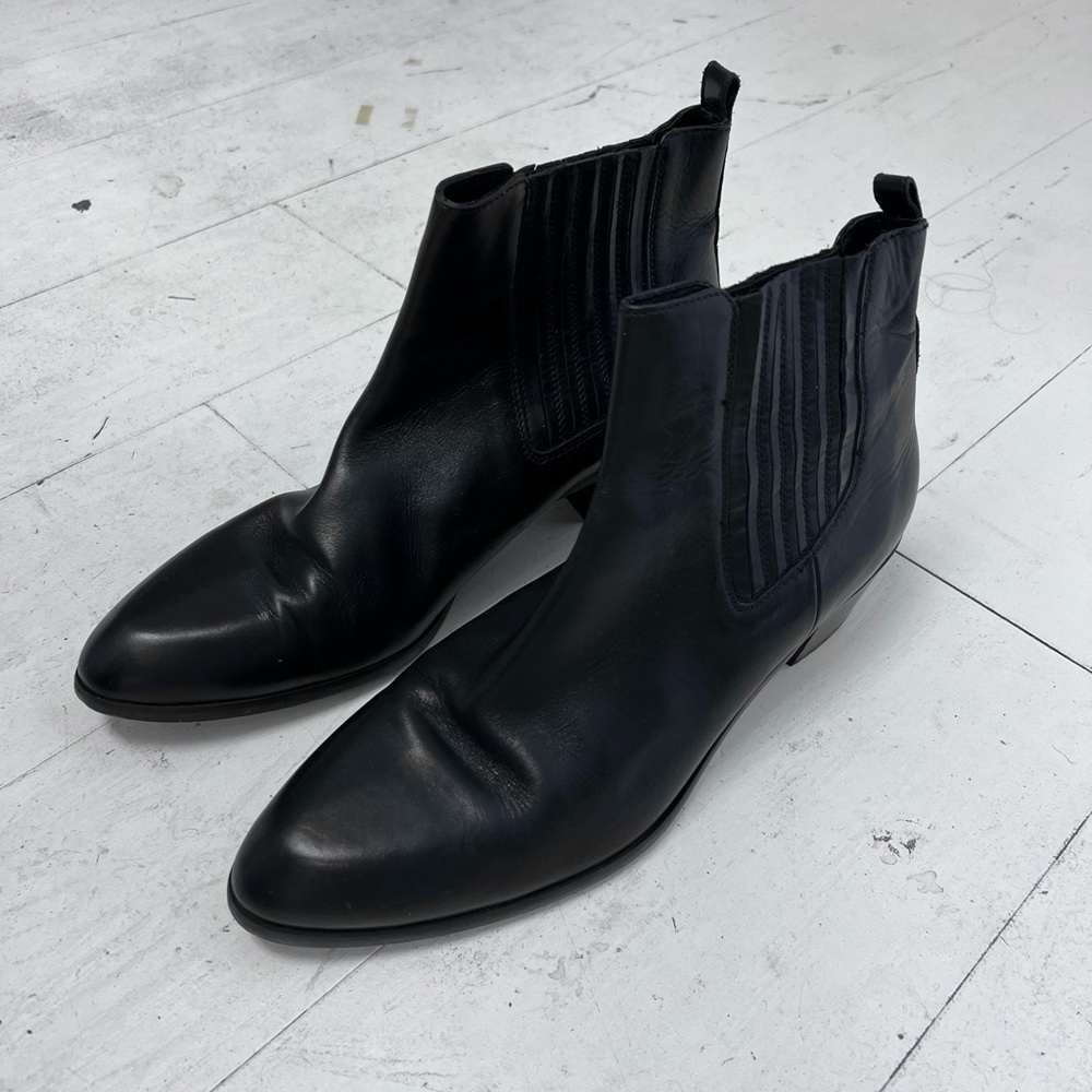 Black J. Crew leather boots, 2” heel, size 12 women’s